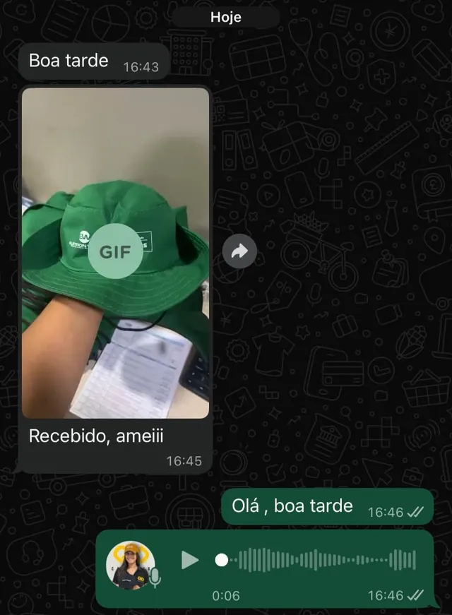 Conversa de cliente no WhatsApp elogiando o pedido