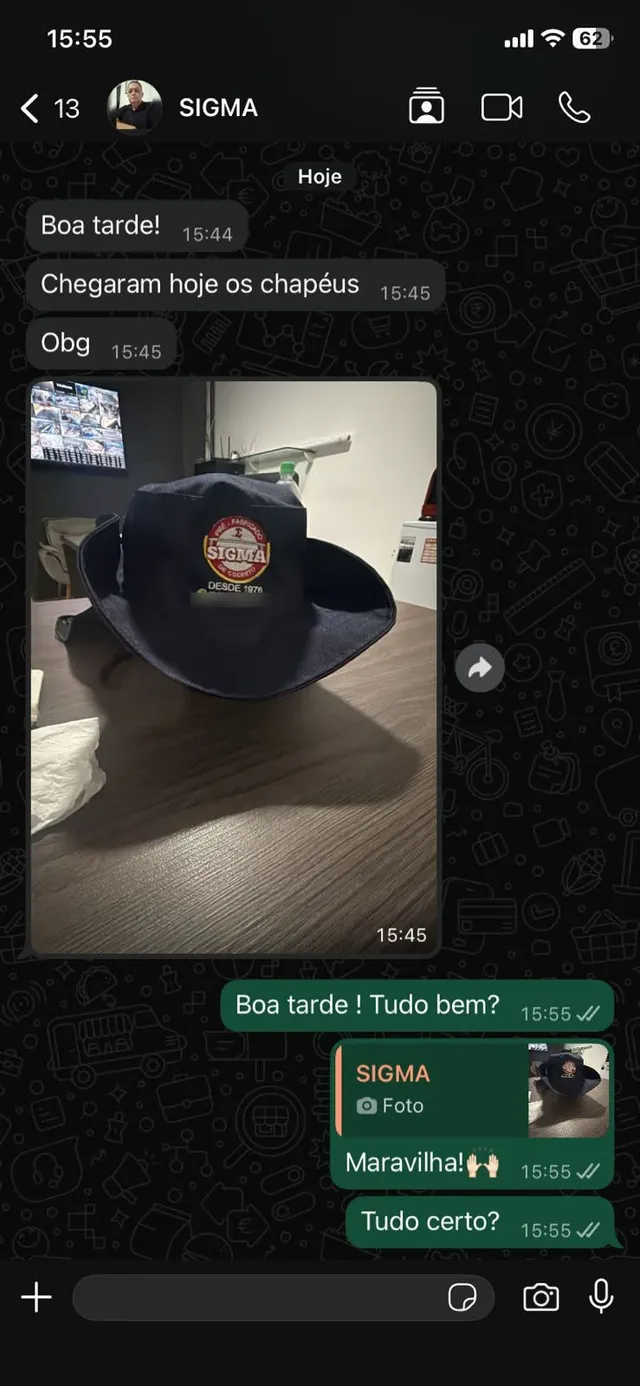 Conversa de cliente no WhatsApp elogiando o pedido